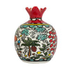 Image of Vase Ceramic Decorative Pomegranate Figurine Handmade Floral Print Jerusalem 3,5"