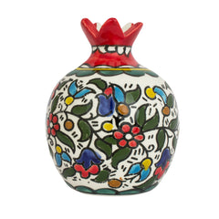 Pomegranate Vase Ceramic Decorative Figurine Handmade Multicolor Floral Design Jerusalem 3,5