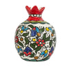 Image of Pomegranate Vase Ceramic Decorative Figurine Handmade Multicolor Floral Design Jerusalem 3,5"