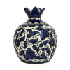 Image of Vase Ceramic Decorative Pomegranate Figurine Handmade Blue Floral Design Jerusalem 3,5"