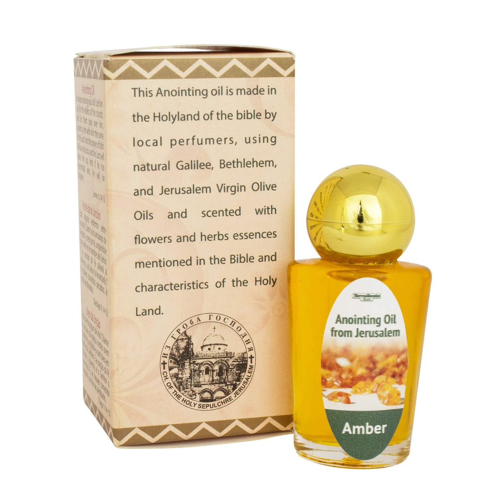 Anointing Oil Amber from Holy Land Blessed in Jerusalem by Terra Santa 0,6 fl.oz (20 ml)