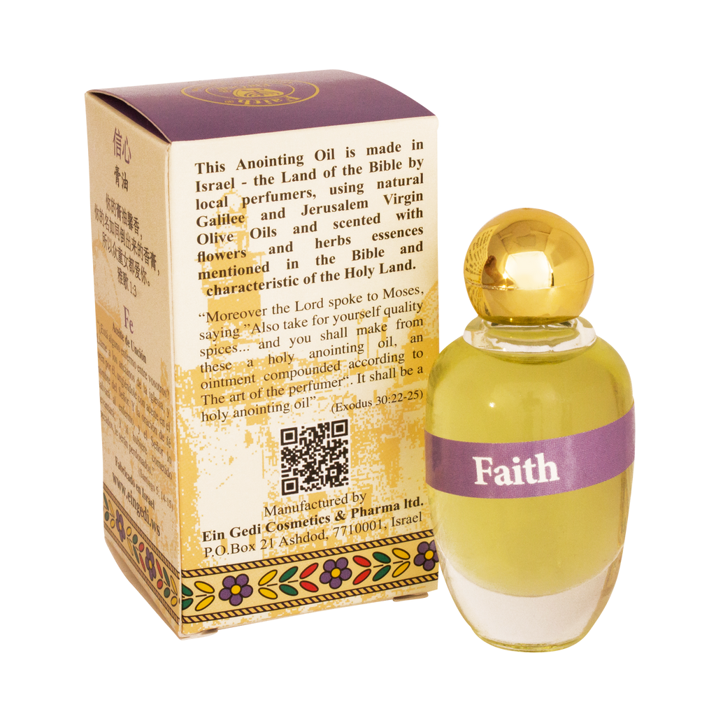 Natural Authentic Anointing Oil Faith by Ein Gedi Blessed from Jerusalem 0,4 fl.oz (12 ml)