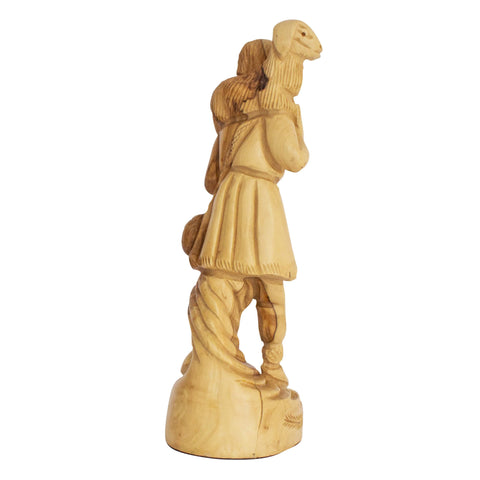 Carved Figurine Jesus the Good Shepherd Olive Wood Handmade Bethlehem 7,3"