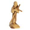 Image of Carved Figurine of Jesus Christ Carrying a Cross Olive Wood Via Dolorosa 6"