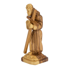 Carved Figurine of Jesus Christ Carrying a Cross Olive Wood Via Dolorosa 6