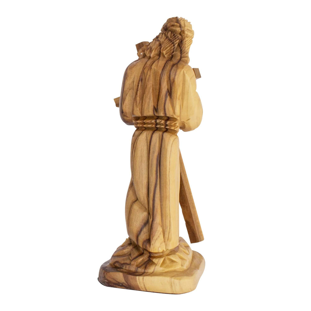 Carved Figurine of Jesus Christ Carrying a Cross Olive Wood Via Dolorosa 6"
