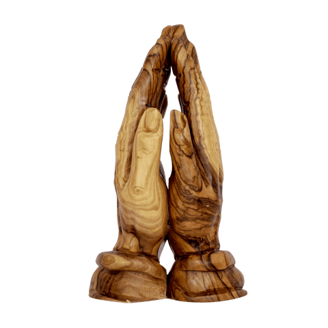 Handmade Figurine from Natural Olive Wood Prayer Hands from Bethlehem Souvenir 5,9"