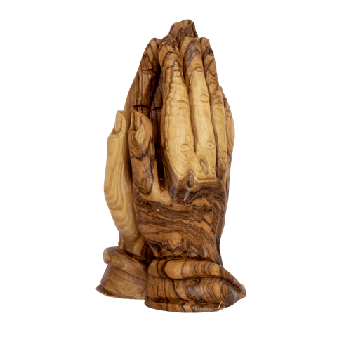 Handmade Figurine from Natural Olive Wood Prayer Hands from Bethlehem Souvenir 5,9"