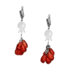 Image of Handmade Earrings Red Glass & Sterling Silver Lampwork Pomegranate Seed Beads 1,6"