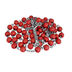 Aroma Wooden Red Rosary w/Jerusalem Cross Crucifix in Box from Holy Land Gift 18,5