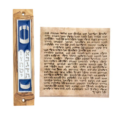 Mezuzah Car Olive Wood Enamel Bethlehem Non-Kosher Scroll Torah from Jerusalem Shema Israel 3,8
