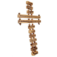 Wall Cross Hand Made with a Lord's Prayer of Olive Wood Holy Land 9
