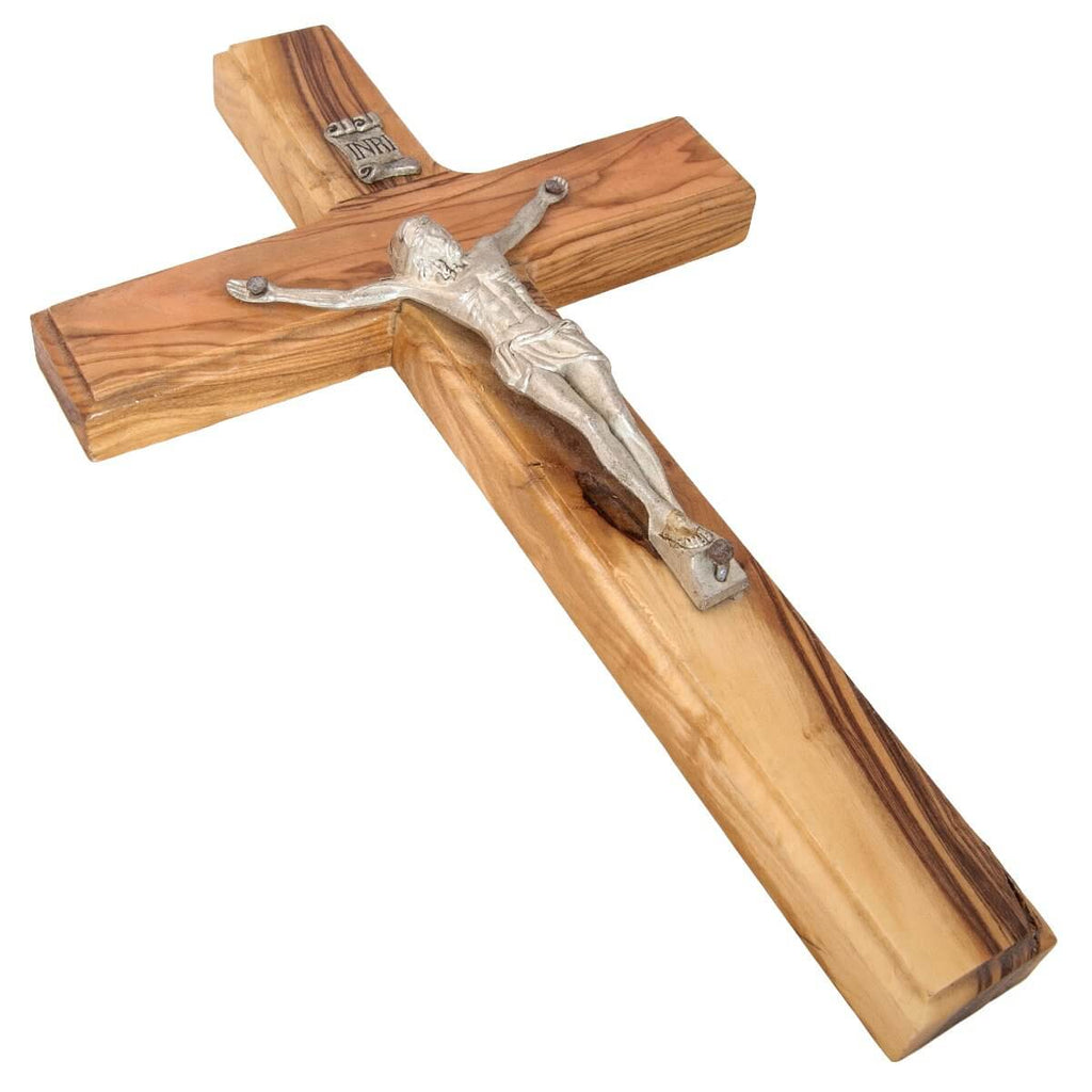 Christian Wall Cross Сrucifix Olive Wood Handmade from Bethlehem 8"