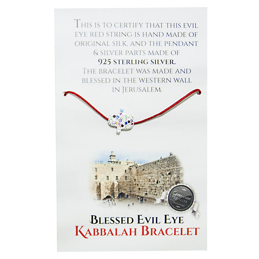 Red String Kabbalah Lucky Bracelet with Hamsa Amulet Evil Eye Silver 925