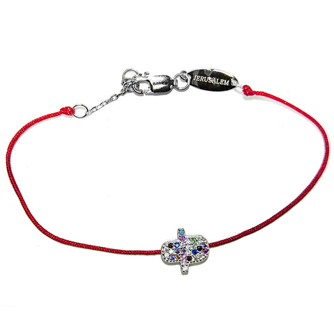 Red String Kabbalah Lucky Bracelet with Hamsa Amulet Evil Eye Silver 925