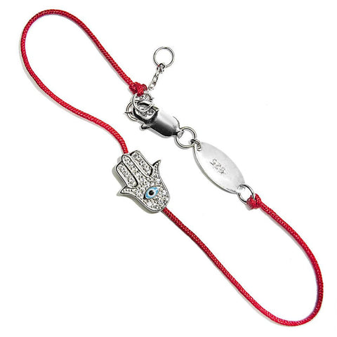 Kabbalah Lucky Red String Bracelet w/ Hamsa Amulet Evil Eye Silver 925
