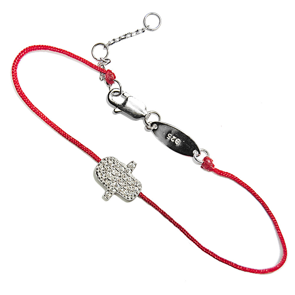 Red String Kabbalah Lucky Bracelet w/ Hamsa Rachel’s Amulet Evil Eye Silver 925