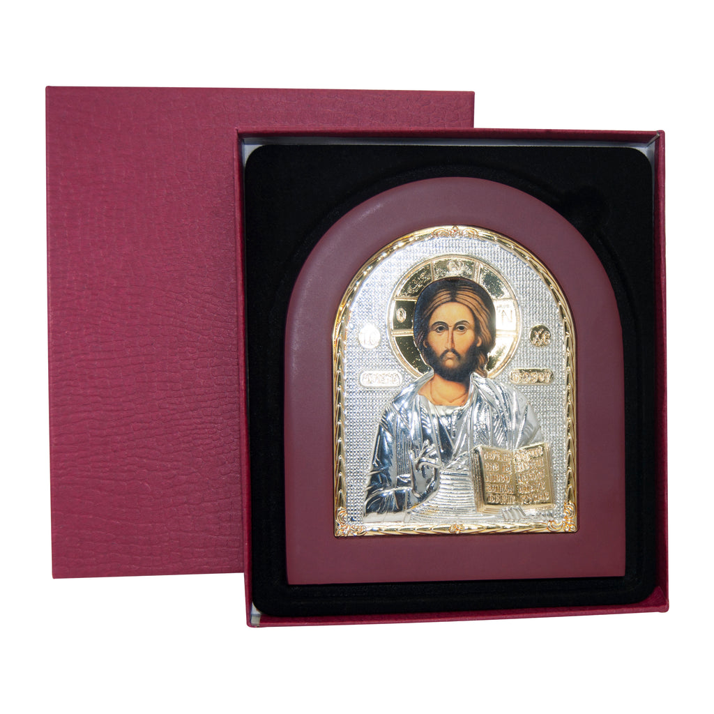 Orthodox Icon Jesus Christ Pantocrator Byzantine Silver Plated