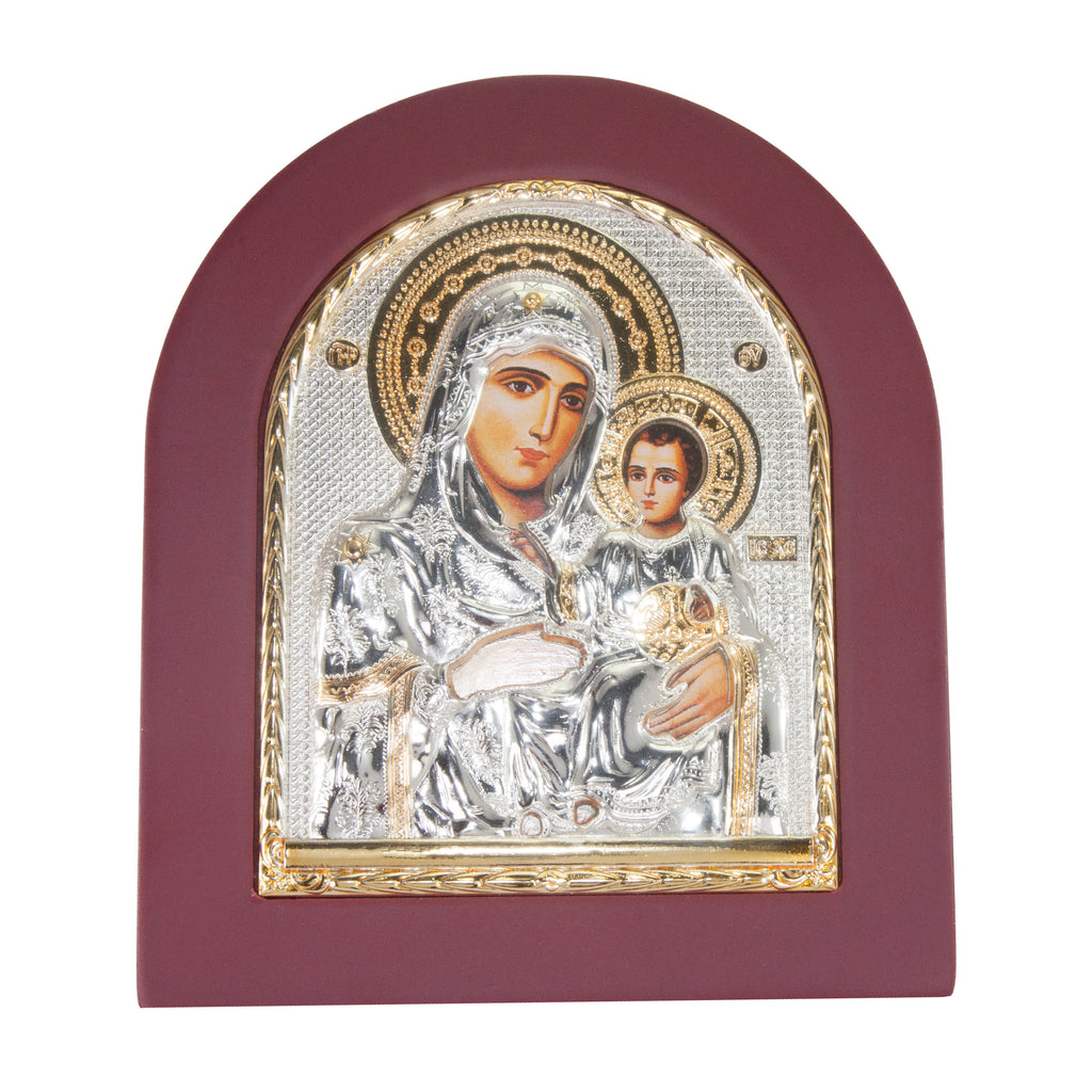 Orthodox Icon Jerusalem Virgin Mary Silver Plated 925 13 x 11 cm