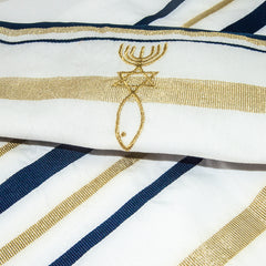 Kosher Tallit Prayer Shawl Talit Blue and Gold Stripes with Talis Bag 63