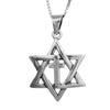 Image of Pendant Star of David w/ Cross Messianic Amulet Sterling Silver Jerusalem 1.14"