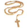 Image of Catholic natural Wooden Prayer Beads Light beige Rosary with Crucifix from Jerusalem 20"