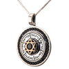 Image of Silver 925 Gold 9K Pendant w/ Magen David, Angels Names & Black Onyx Stones Jewish Jewelry