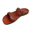 Image of Women's Sandals Natural Genuine Leather Camel Strap w/ Braid Stripes
