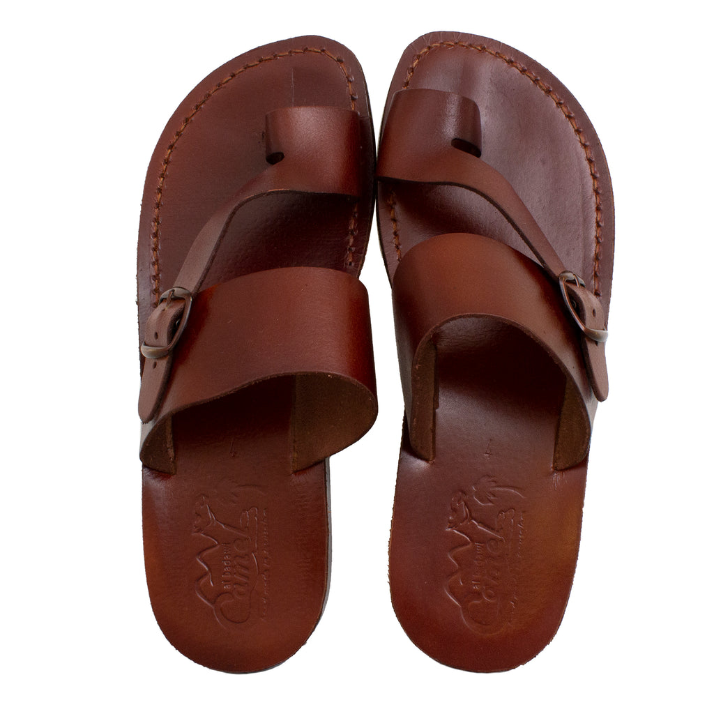 Men's Sandals Natural Genuine Camel Leather Strap Flat from Holy Land