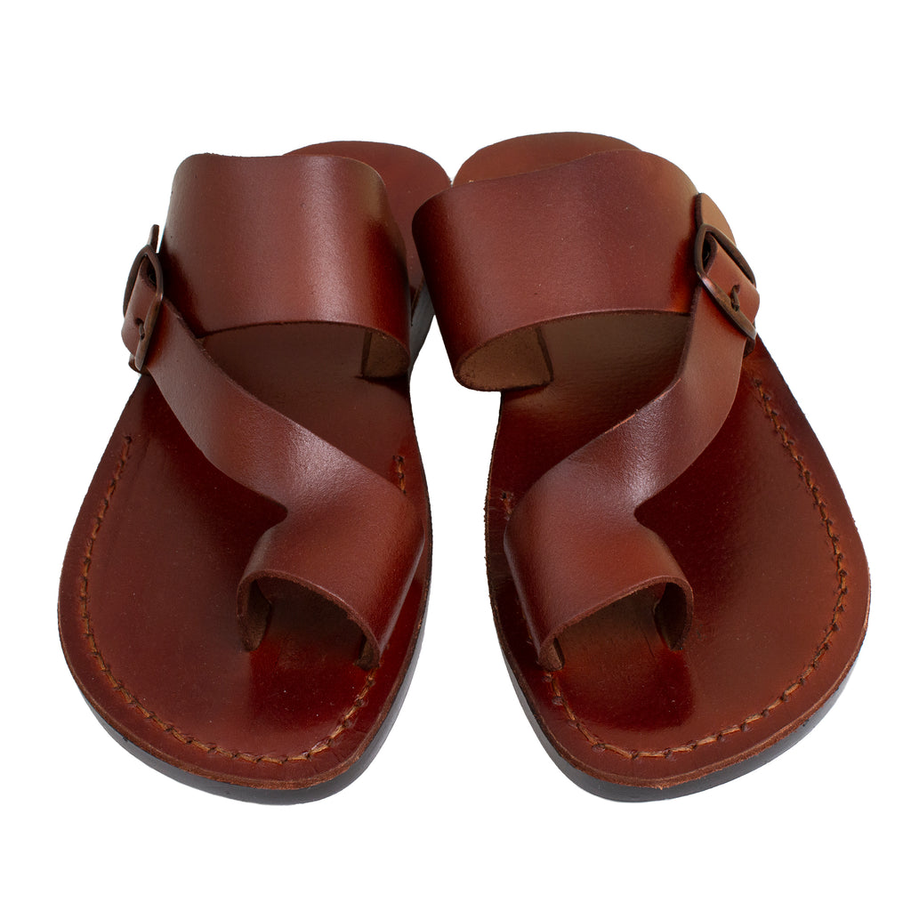 Men's Sandals Natural Genuine Camel Leather Strap Flat from Holy Land
