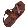 Image of Jerusalem Men's Biblical Style Sandals Genuine Camel Leather Stripes 6-13 US