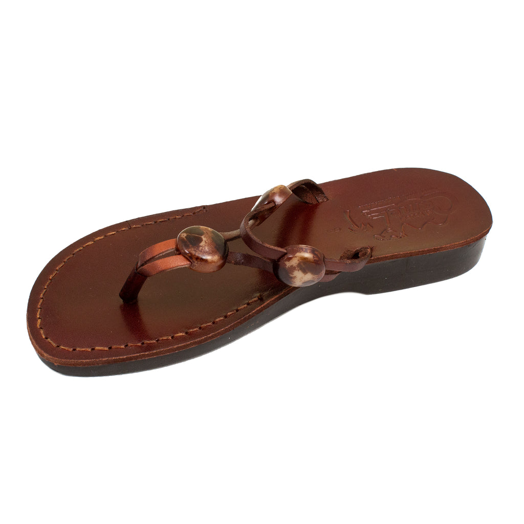 Women's Sandals Natural Genuine Leather Camel Thin Strap from Jerusalem
