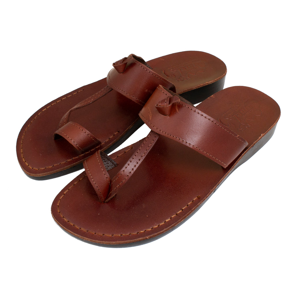 Men's Toe Sandals Natural Genuine Camel Leather Stripes 6-13 US