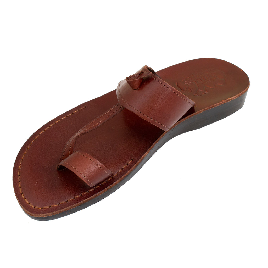 Men's Toe Sandals Natural Genuine Camel Leather Stripes 6-13 US