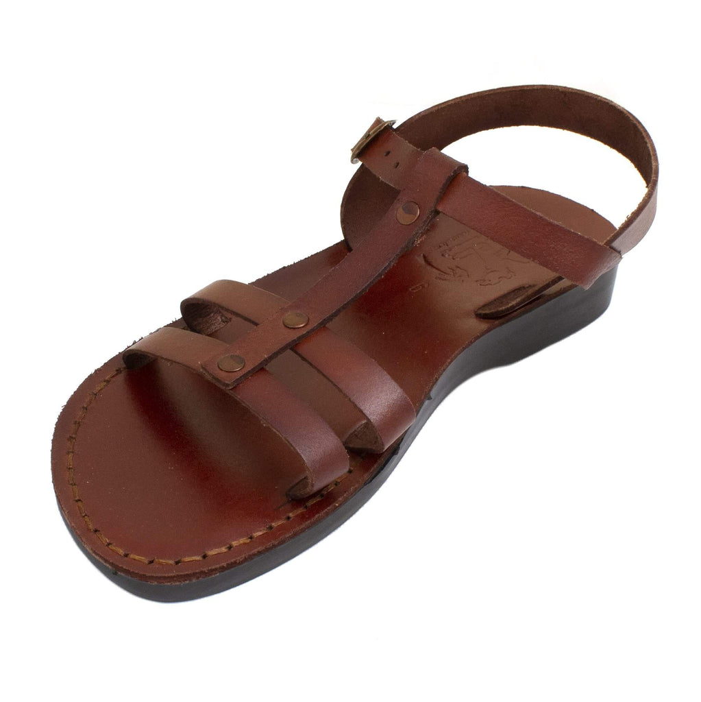Jerusalem Unisex Biblical Style Sandals Genuine Camel Leather Stripes 5-13 US