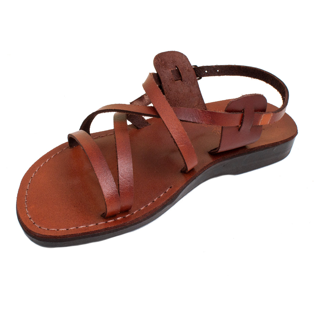 Men's Biblical Style Sandals Genuine Camel Leather Stripes from Jerusalem 6-13 US