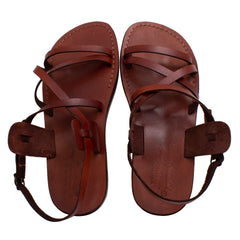 Men's Biblical Style Sandals Genuine Camel Leather Stripes from Jerusalem 6-13 US