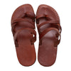 Image of Unisex Jerusalem Biblical Style Sandals Genuine Camel Leather Crossed Stripes 5-13 US