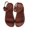 Image of Jerusalem Men's Sandals Natural Genuine Camel Leather Strap Flat Three Stripes