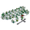 Image of Rosary Beads Silver Rainbow Green Crystal w/Сrucifix & Holy Soil Jerusalem 23,5"