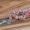 Image of Rosary Beads Prayer Red Crystal w/Сrucifix & Holy Soil from Jerusalem 22"