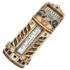 Image of Natural Wood Car Mezuzah w/ Gemstones, Hanukkah Menorah & Star of David 4"