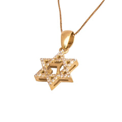 Kabbalah Pendant Star of David Chai Hai Amulet 14K Gold Jewelry from Holy Land