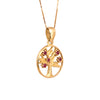 Image of Pendant Amulet 14K Gold Tree of Life w/ Natural Garnet Jewelry from Holy Land
