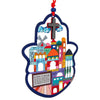 Image of Home Blessing Hamsa & Cross Hand Painted Laser Cut Metal Wall Decor Jerusalem