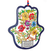 Image of Home Blessing Hamsa Hand Painted Laser Cut Metal Wall Decor Image of Flowers