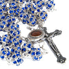 Image of Rosary Beads Prayer Blue Crystal w/Сrucifix & Holy Soil from Jerusalem 22"