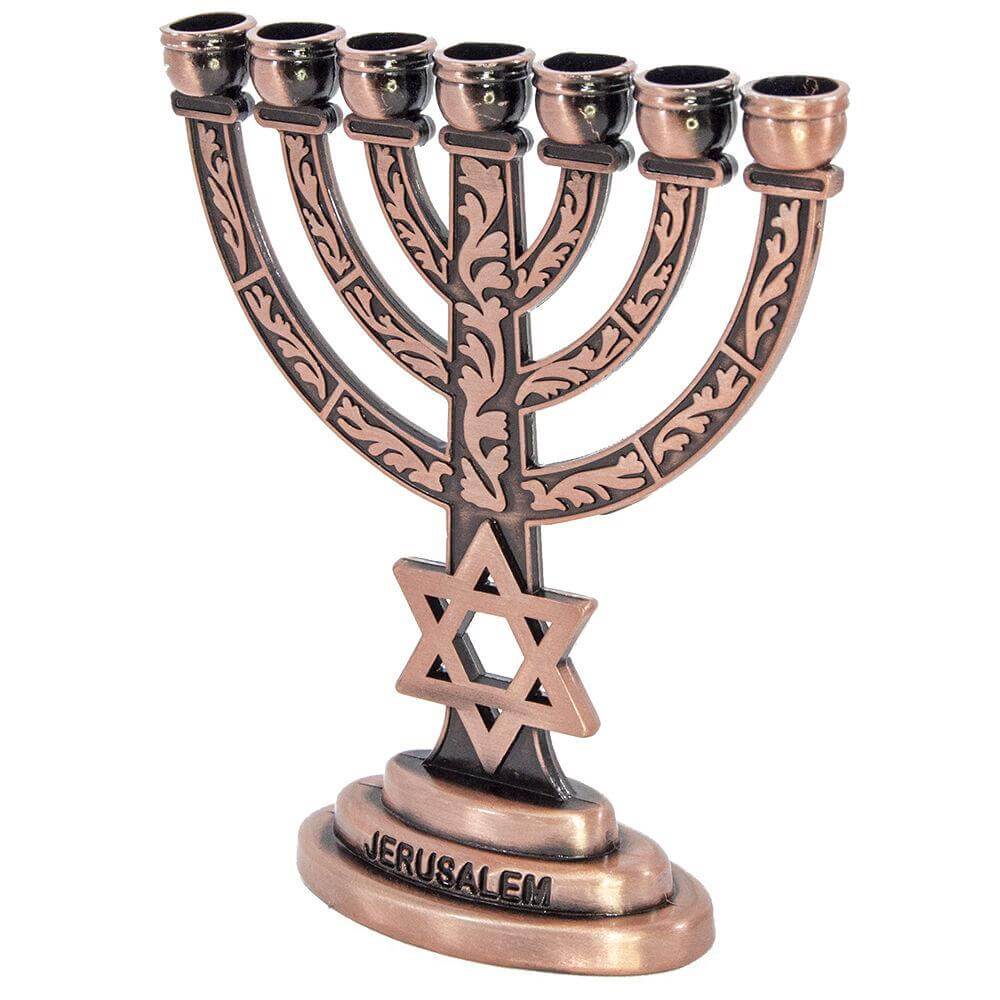 Jewish Blessed Menorah 7 Branches with Star of David Ornament Jerusalem Gift