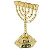 Image of Gold Plated Menorah 7 Branch Candle Holder 12 Tribes Jerusalem Judaica