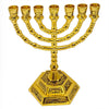 Image of Gold Plated Menorah Hanukkah 7 Branches Gift from Jerusalem Judaica